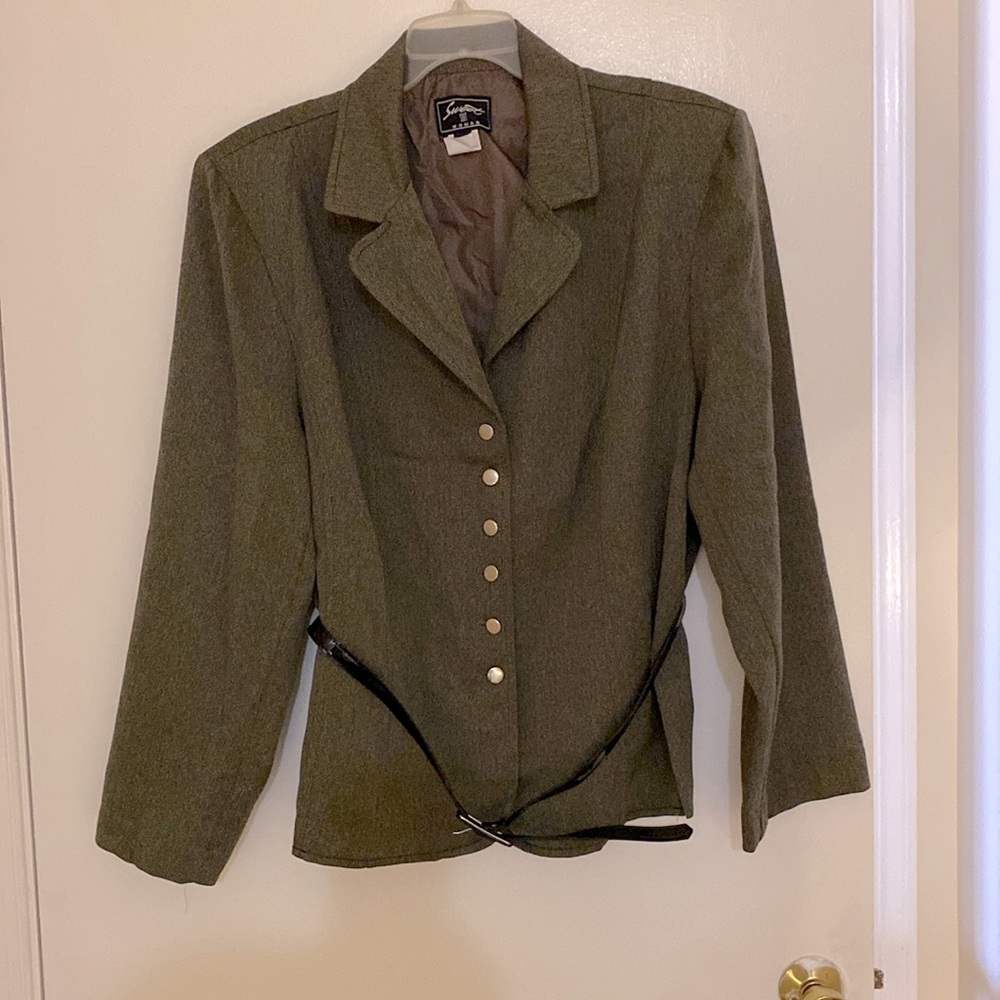 Jacket with belt attached
